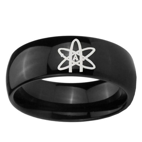 10mm American Atheist Dome Black Tungsten Ring