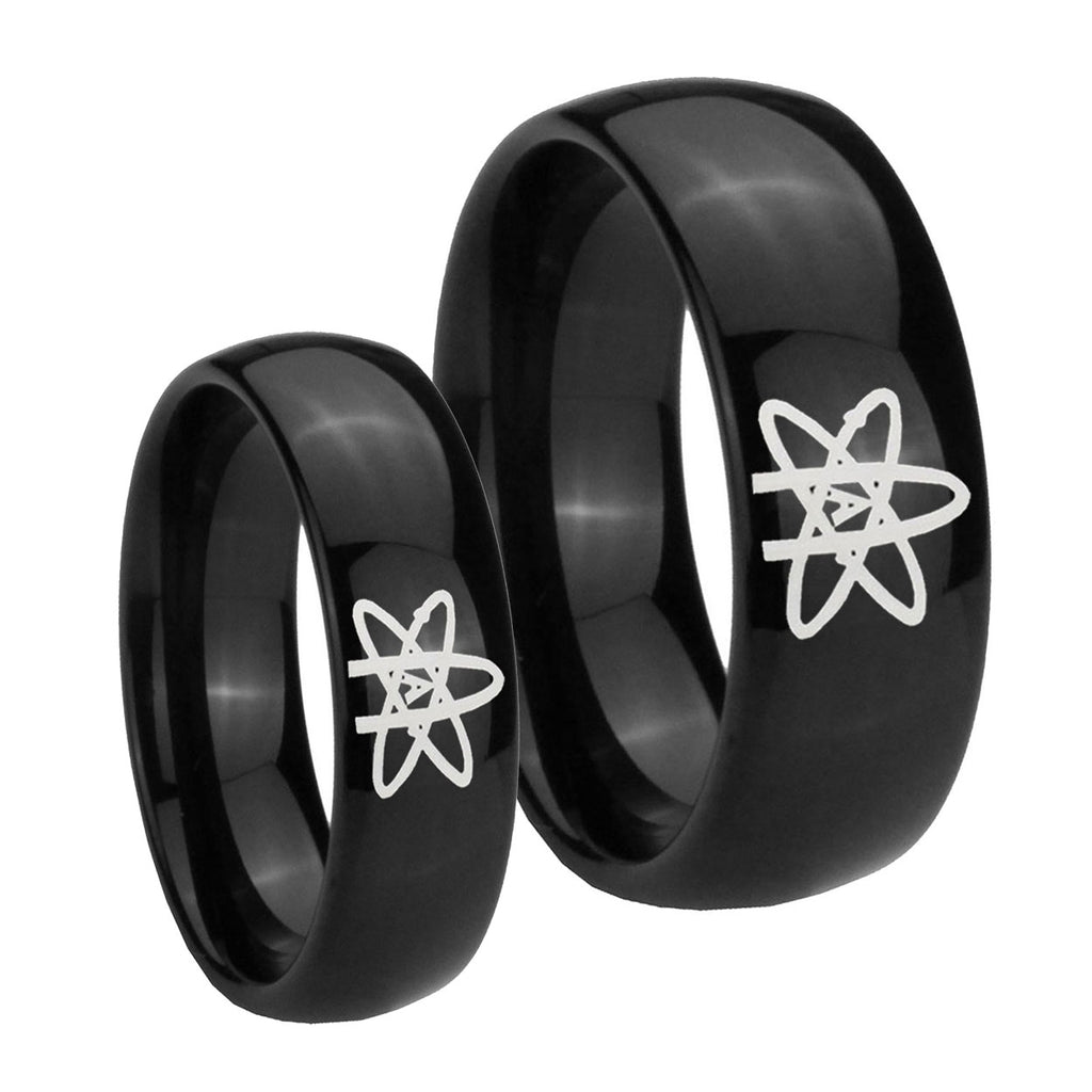 American Atheist Dome Black Tungsten Mens Set Rings