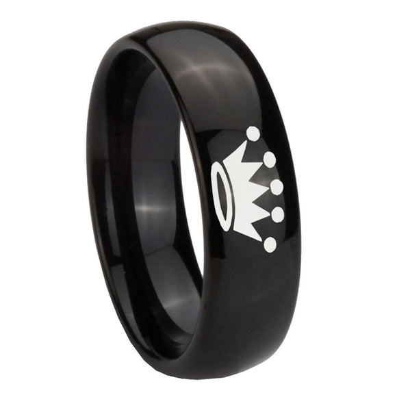 10mm-Crown-Dome-Black-Tungsten-Carbide-Men's-Wedding-Band