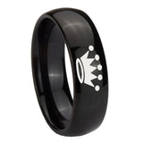 8mm-Crown-Dome-Black-Tungsten-Carbide-Mens-Ring-Engraved