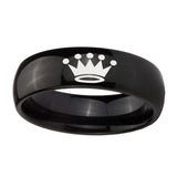 10mm-Crown-Dome-Black-Tungsten-Carbide-Men's-Wedding-Band