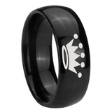 8mm Crown Dome Black Tungsten Carbide Mens Ring Engraved