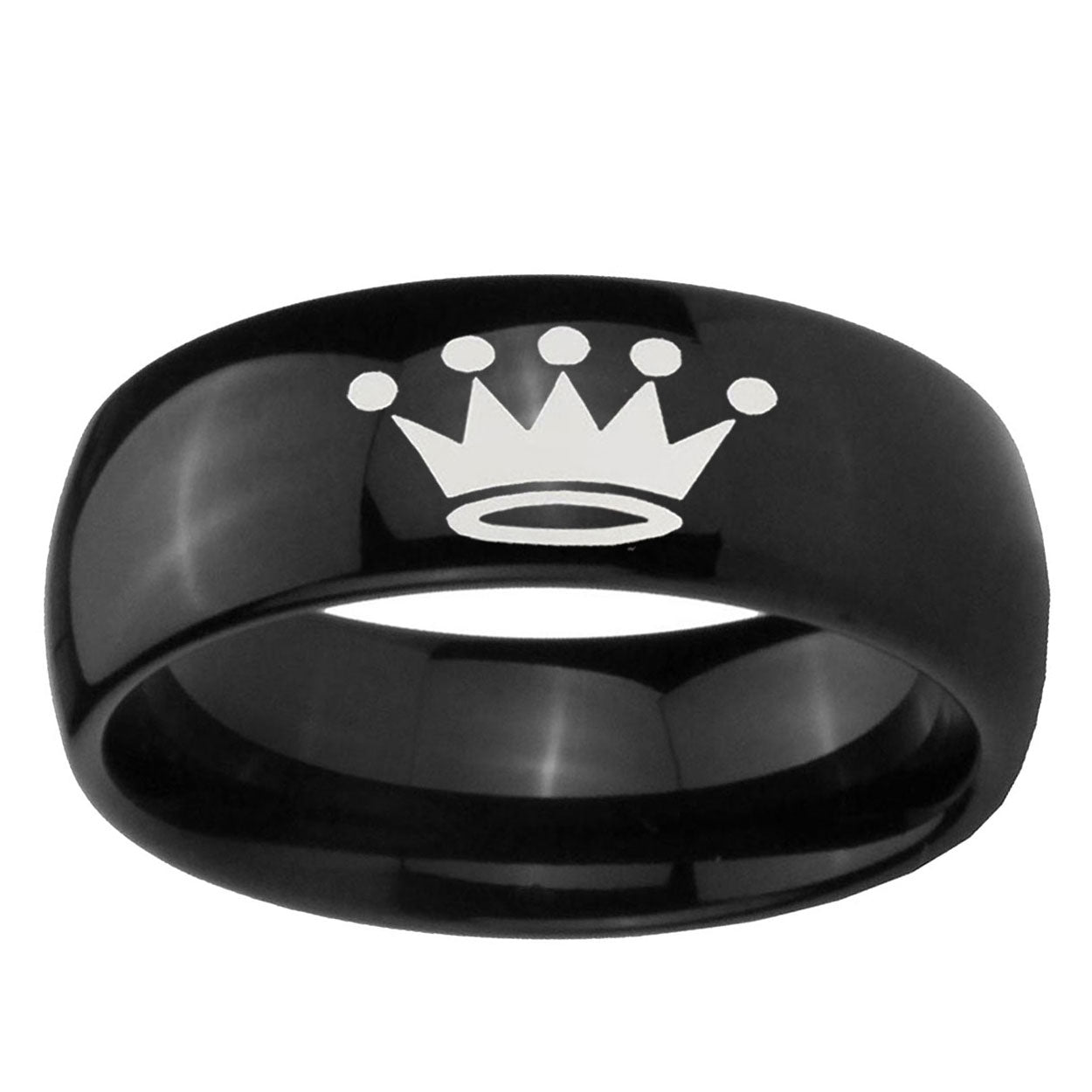 10mm Crown Dome Black Tungsten Ring