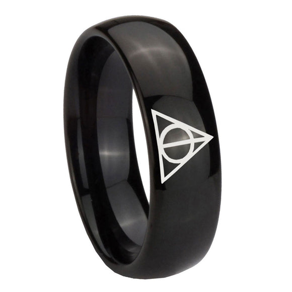 10mm-Deathly-Hallows-Dome-Black-Tungsten-Carbide-Mens-Engagement-Band