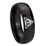 8mm-Deathly-Hallows-Dome-Black-Tungsten-Carbide-Mens-Engagement-Band