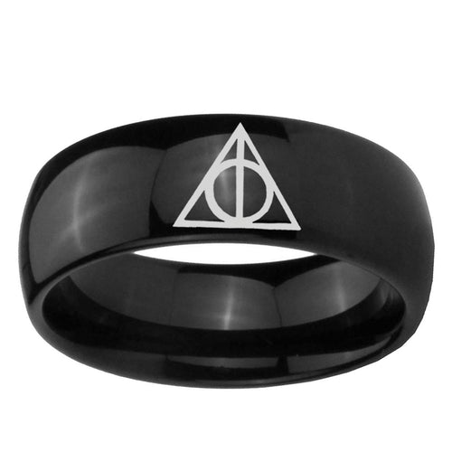 5mm Deathly Hallows Dome Black Tungsten Mens Engagement Band