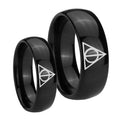 Deathly Hallows Dome Black Tungsten Mens Set Rings
