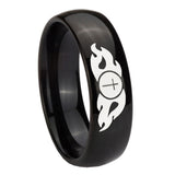 10mm-Flamed-Cross-Dome-Black-Tungsten-Carbide-Wedding-Band-Ring