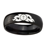 10mm-Flamed-Cross-Dome-Black-Tungsten-Carbide-Wedding-Band-Ring