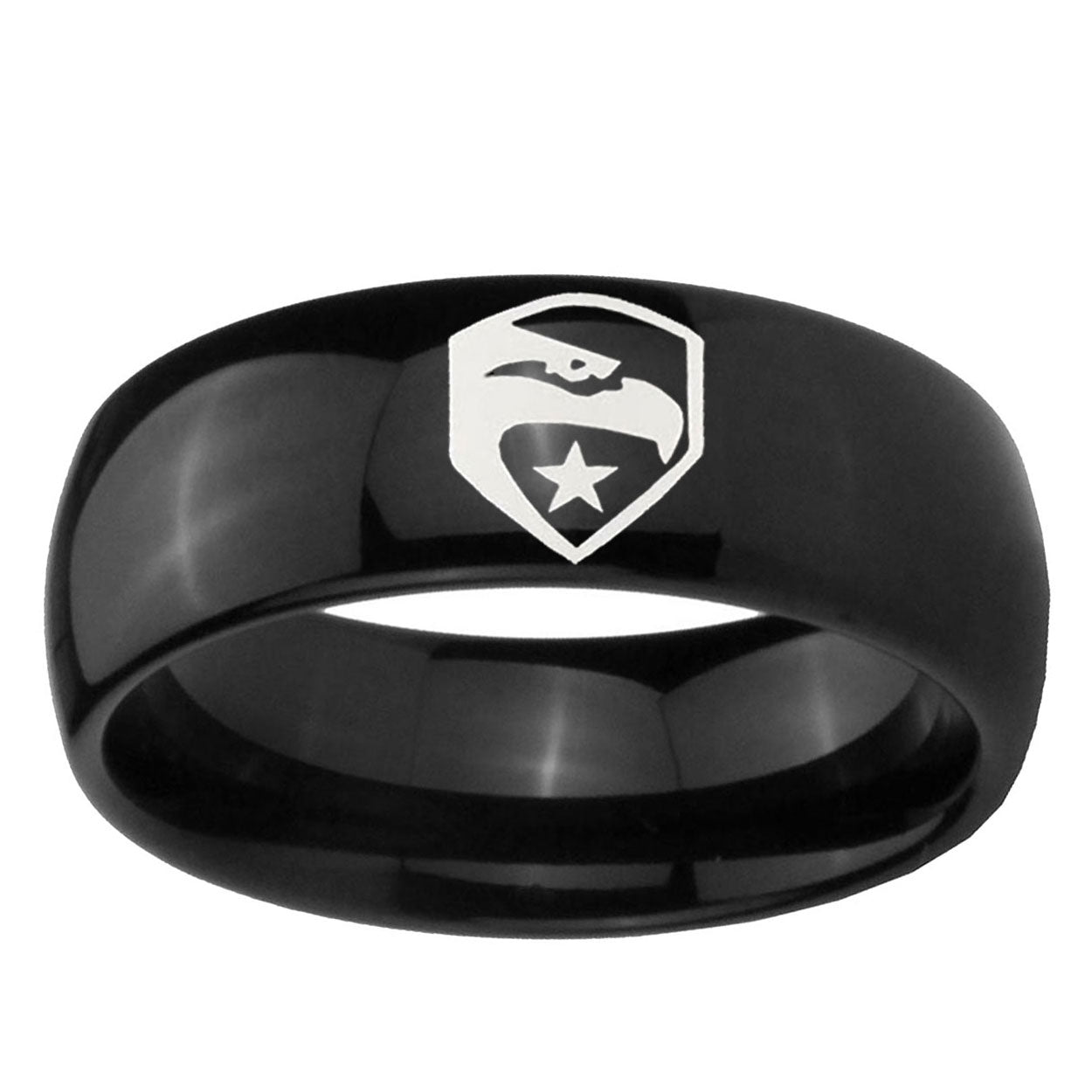 10mm GI Joe Eagle Dome Black Tungsten Ring