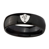 8mm-Greek-CTR-Dome-Black-Tungsten-Carbide-Men's-Wedding-Band