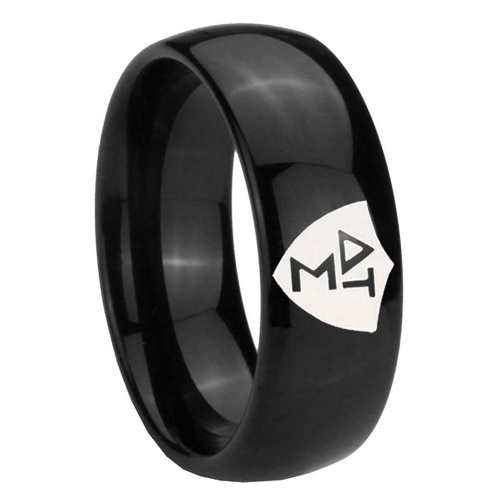 8mm Greek CTR Dome Black Tungsten Carbide Men's Wedding Band