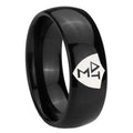 8mm Greek CTR Dome Black Tungsten Carbide Men's Wedding Band