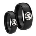 Honey Bee Dome Black Tungsten Couples Ring Set