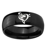 5, 8mm Music & Heart Dome Black Tungsten Ring
