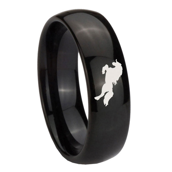 8mm-Horse-Dome-Black-Tungsten-Carbide-Men's-Engagement-Band