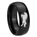 10mm Horse Dome Black Tungsten Carbide Wedding Engraving Ring