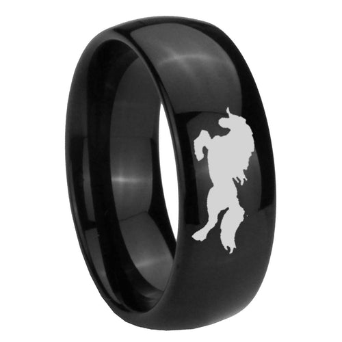10mm Horse Dome Black Tungsten Carbide Wedding Engraving Ring