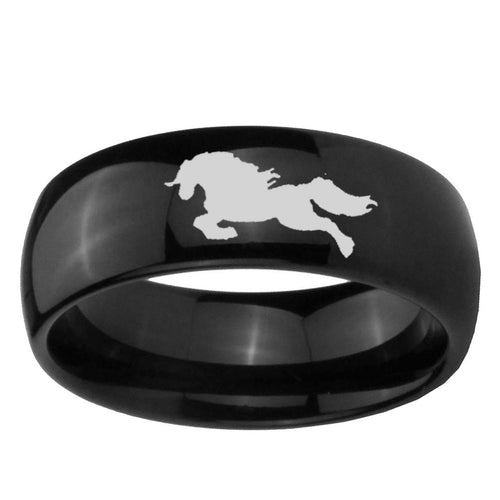 10mm Horse Dome BlackTungsten Ring