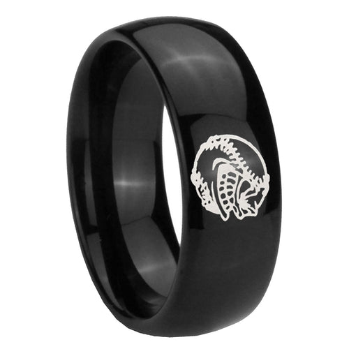10mm Angry Baseball Dome Black Tungsten Carbide Promise Ring
