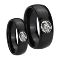 Angry Baseball Dome Black Tungsten Bridal Band Set