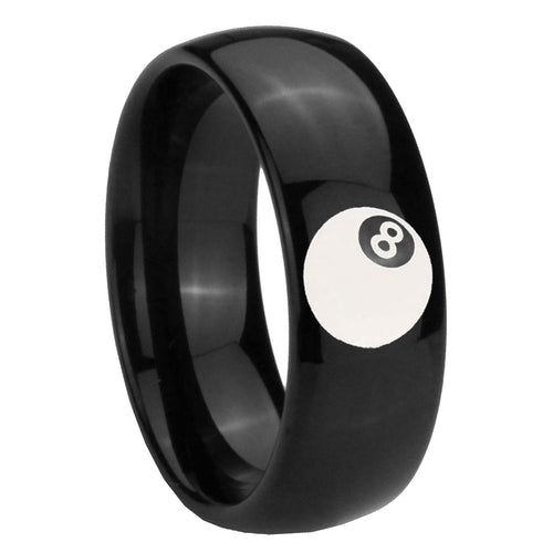 10mm 8 Ball Dome Black Tungsten Carbide Mens Wedding Band