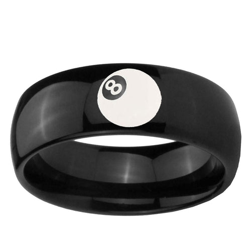 10mm 8 Ball Dome Black Tungsten Ring
