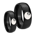 8 Ball Dome Black Tungsten Couple Wedding Bands