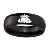 8mm-Claddagh-Design-Dome-Black-Tungsten-Carbide-Mens-Bands-Ring