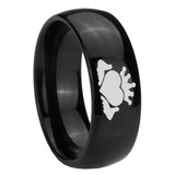 8mm Claddagh Design Dome Black Tungsten Carbide Mens Bands Ring