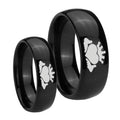 Claddagh Design Dome Black Tungsten Wedding Band Set