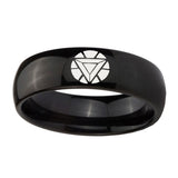 5, 8mm Iron Man Art Reactor Dome Polish Black Mens Engraved Wedding Bands