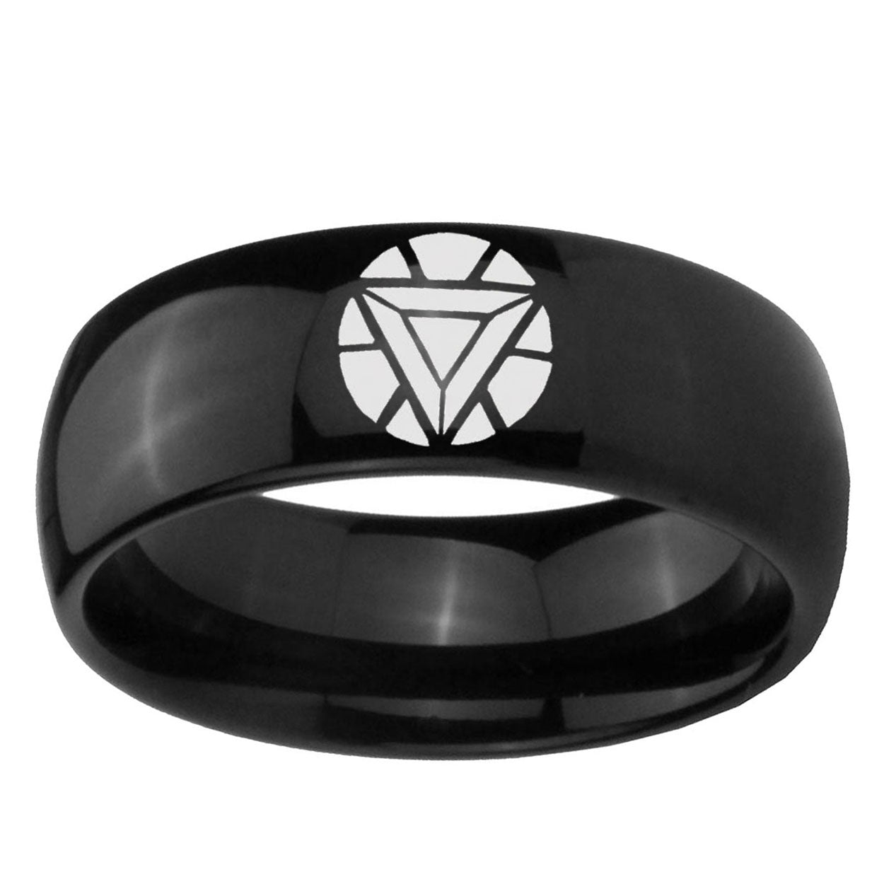 5mm Iron Man Art Reactor Dome Polish Black Mens Ring