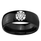 5, 8mm Iron Man Art Reactor Dome Polish Black Mens Engraved Wedding Bands