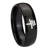 8mm-Kanji-Peace-Dome-Black-Tungsten-Carbide-Mens-Promise-Ring