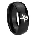 10mm Kanji Peace Dome Black Tungsten Carbide Mens Promise Ring