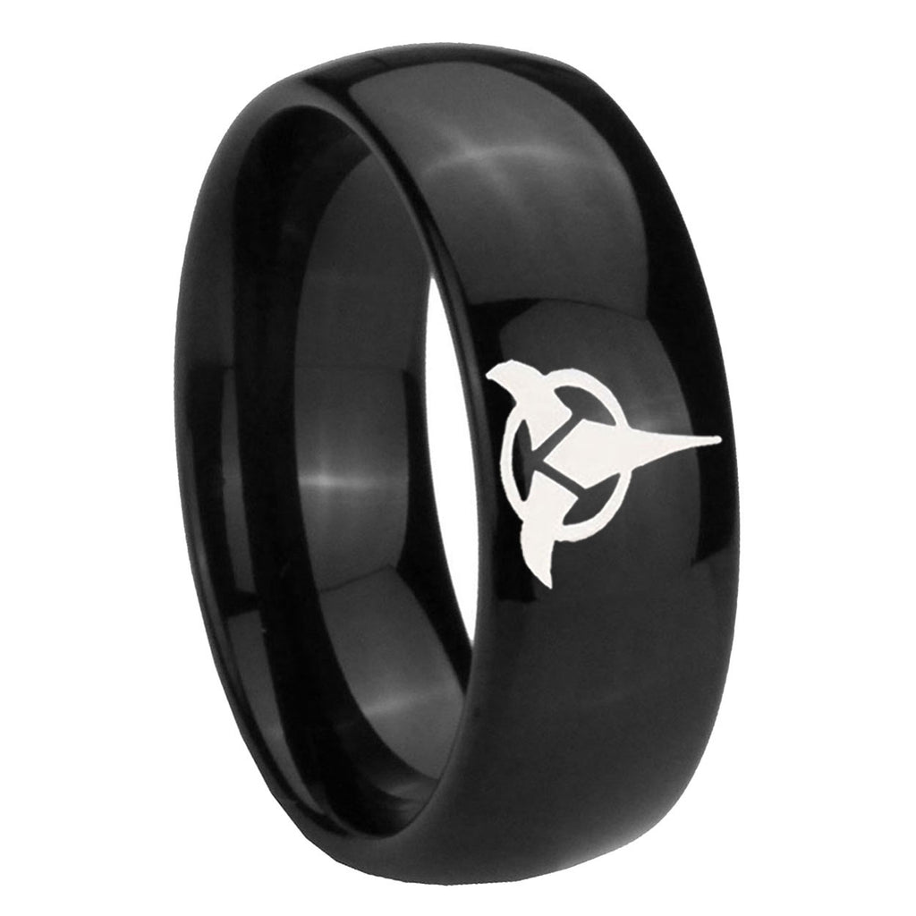 10mm Klingon Dome Black Tungsten Carbide Men's Engagement Band