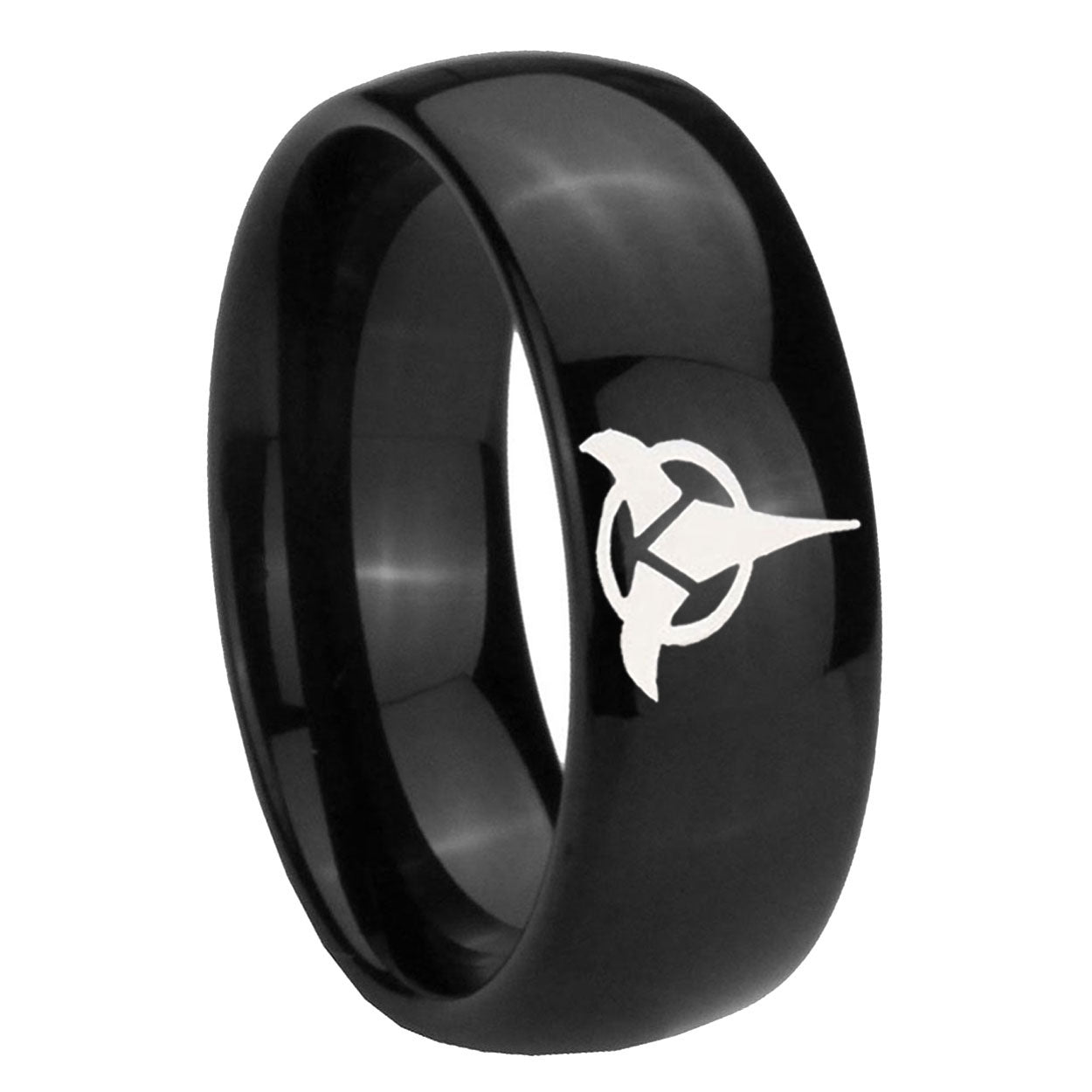 10mm Klingon Dome Black Tungsten Carbide Men's Engagement Band