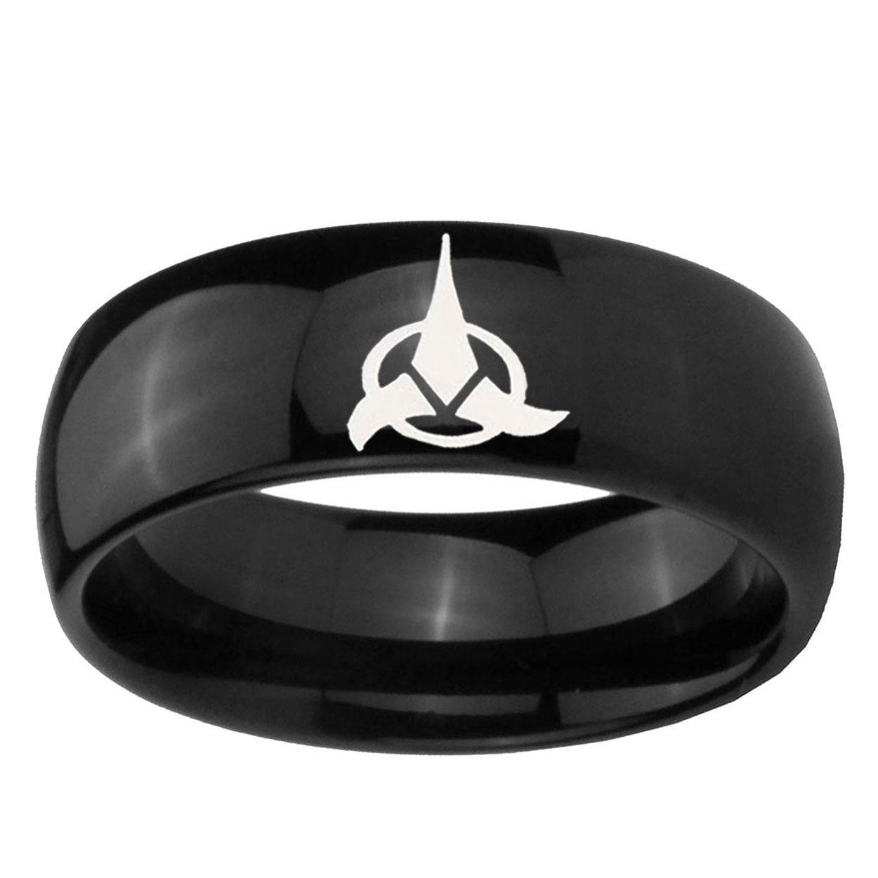 10mm Klingon Dome Black Tungsten Ring