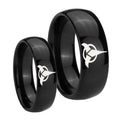 Klingon Dome Black Tungsten Mens Set Ring
