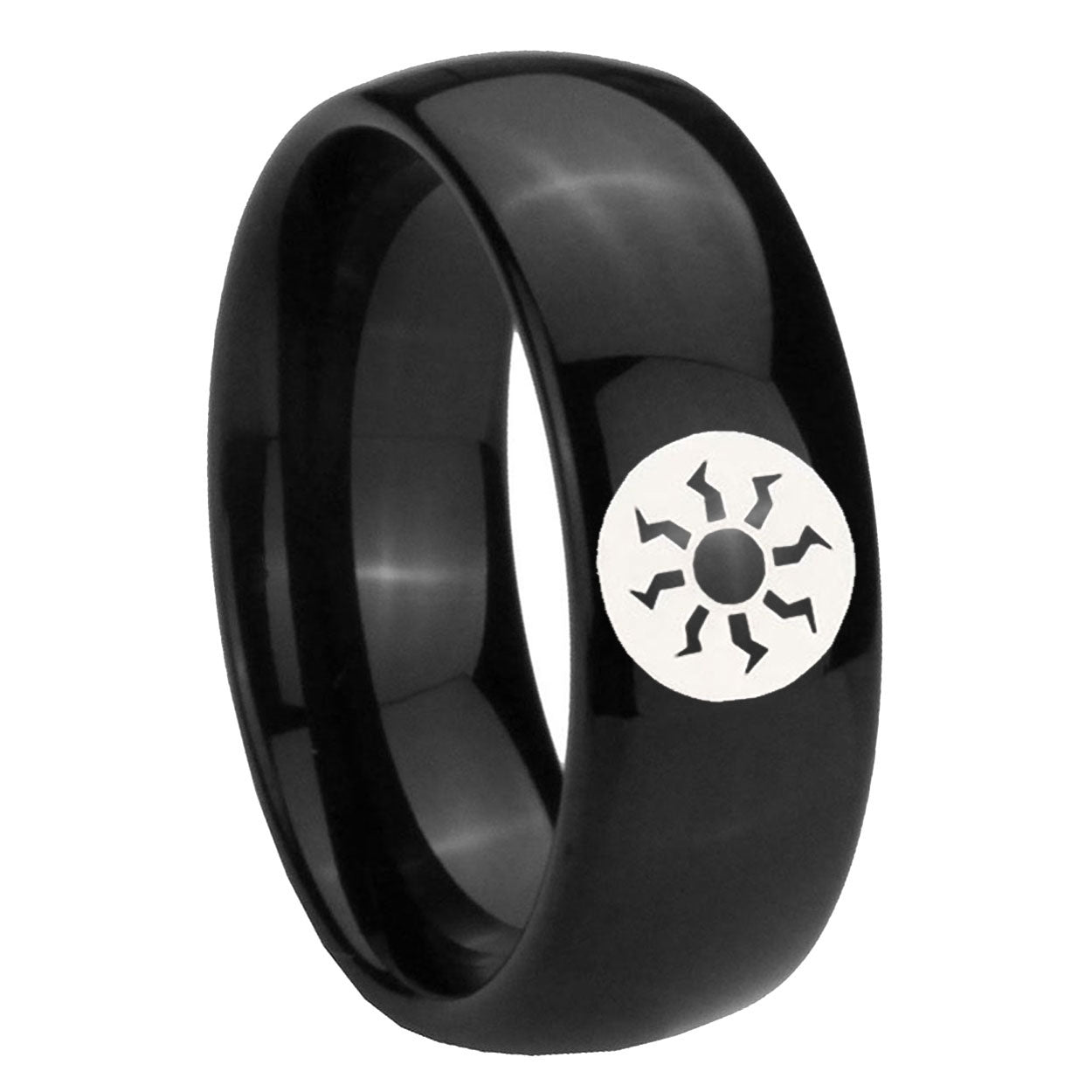 10mm Magic The Gathering Dome Black Tungsten Carbide Men's Band Ring