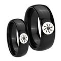 Magic The GatheRing Dome Black Tungsten Bridal Set Rings