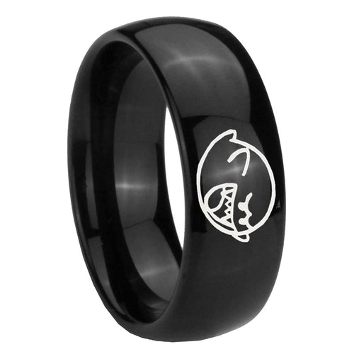 10mm Mario Boo Ghost Dome Black Tungsten Carbide Mens Engagement Ring