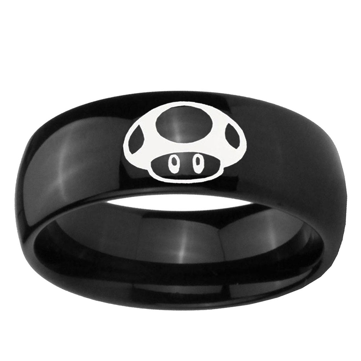 10mm Mario Mushroom Dome Black Tungsten Ring