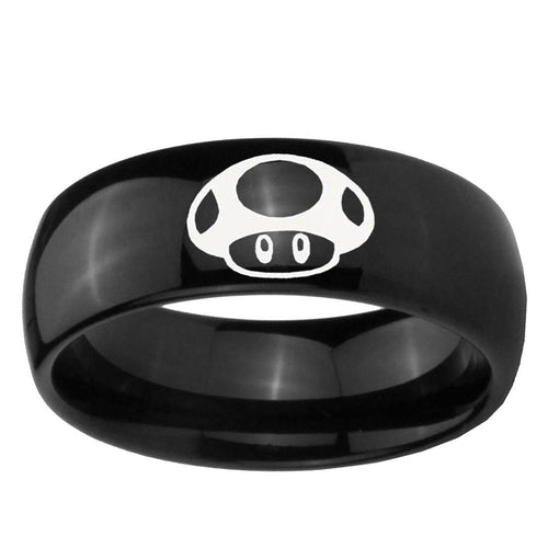 10mm Mario Mushroom Dome Black Tungsten Ring