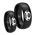 Mario Mushroom Dome Black Tungsten Mens Set Rings