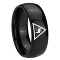10mm Masonic Yod Dome Black Tungsten Carbide Men's Promise Rings