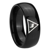 8mm Masonic Yod Dome Black Tungsten Carbide Men's Promise Rings