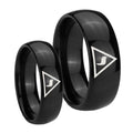 Masonic Yod Dome Black Tungsten Bridal Ring Sets