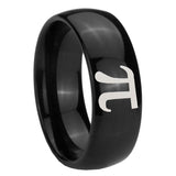 8mm Math Pi Dome Black Tungsten Carbide Mens Ring Personalized